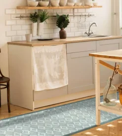 Passatoia in vinile "runner" fantasia "old style green", 240x50 cm