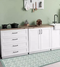 Passatoia in vinile "runner" fantasia "old style green", 180x50 cm