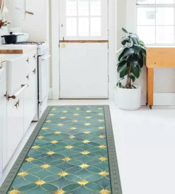 Passatoia in vinile "runner" fantasia "green gold", 180x50 cm