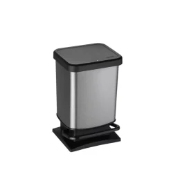 Pattumiera a pedale quadrato "paso" colore carbon da 20 litri