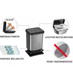 Pattumiera a pedale quadrato 