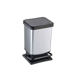Pattumiera a pedale quadrato "paso" colore acciaio da 20 litri