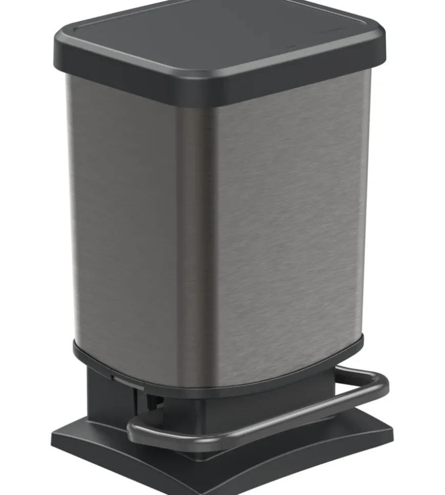 Pattumiera a pedale quadrato "paso" colore grafite da 20 litri