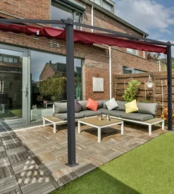 Pergola addossata da esterno eurogarden "daiana" in alluminio burgundy 4x3 m