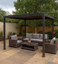 Pergola bioclimatica da esterno eurogarden "era" in alluminio e acciaio antracite 3x3 m