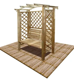 Pergola da giardino in legno ad arco con panca 160x70190 cm
