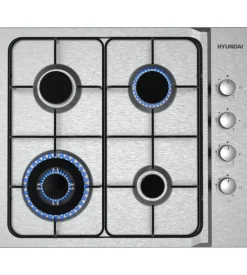 Piano cottura hyundai "ghhn-m604l3" in acciaio inox 4 fuochi 59x50x9,5 cm