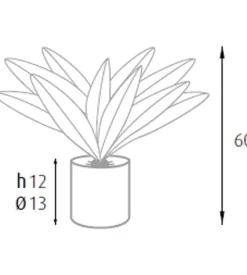 Pianta di dracaena in polietilene con 19 foglie, 60 cm