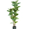 Pianta di ficus elastica in polietilene con 54 foglie, 145 cm