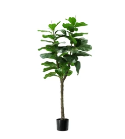 Pianta di ficus lyrata in polietilene con 60 foglie, 130 cm