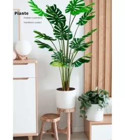 Pianta monstera in polietilene con 16 foglie, 170 cm