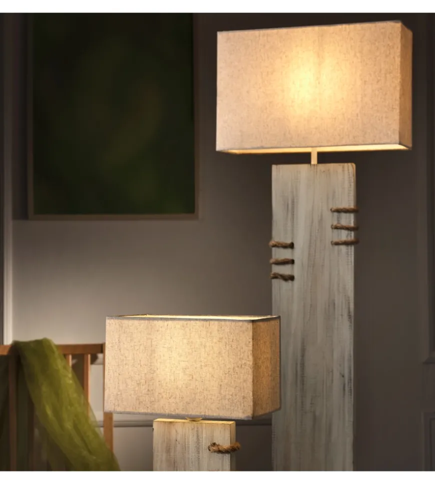 Piantana "gea" legno e corda, e27