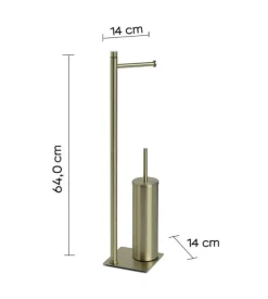 Piantana portarotolo e scopino wc gedy "trilly" in acciaio inox oro spazzolato