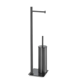 Piantana portarotolo e scopino wc gedy "trilly" in acciaio inox gun metal