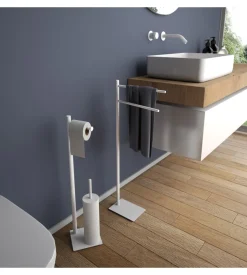 Piantana portarotolo e scopino wc gedy "trilly" in acciaio inox bianco