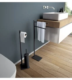 Piantana portarotolo e scopino wc gedy "trilly" in acciaio inox nero