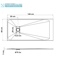 Piatto doccia effetto pietra tortora, 80x140 cm