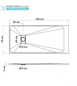 Piatto doccia effetto pietra bianco, 70x120 cm