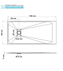 Piatto doccia effetto pietra grigio, 80x140 cm