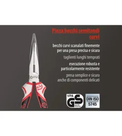Pinza becchi semitondi curvi 3k 200 mm.