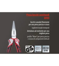 Pinza becchi semitondi dritti 3k 160 mm.