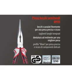 Pinza becchi semitondi dritti 3k 200 mm.