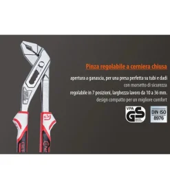 Pinza regolabile a cerniera chiusa 3k - 240 mm.