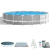 Piscina fuori terra con struttura rotonda intex "prisma frame" grigio chiaro 549x549x122 cm - cod. 26732np