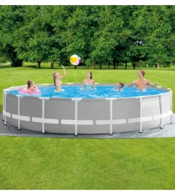 Piscina fuori terra con struttura rotonda intex "prisma frame" grigio chiaro 549x549x122 cm - cod. 26732np