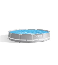 Piscina fuori terra con struttura rotonda intex "prisma frame" grigio chiaro 366x366x76 cm - cod. 26710np