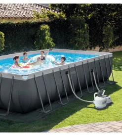 Piscina fuori terra con struttura rettangolare intex "ultra xtr frame" antracite 732x366x132 cm - cod. 26368np