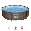 Piscina fuori terra con struttura rotonda bestway "steel pro max" effetto rattan 366x366x100 cm