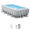 Piscina fuori terra con struttura rettangolare intex "prisma metal frame" grigio chiaro 400x200x100 cm - cod. 26788np