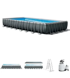 Piscina fuori terra con struttura rettangolare intex "ultra xtr frame" antracite 975x488x132cm - cod. 26374np