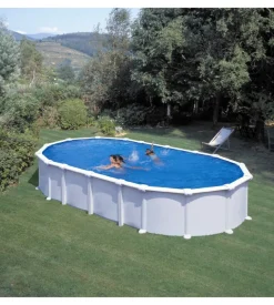 Piscina fuori terra ovale gre "haiti" in acciaio colore bianco 730x375x132 - cod. kitprov7388