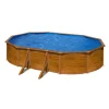 Piscina fuori terra ovale gre "pacific" in acciaio effetto legno 500x300x120 - cod. kit500w