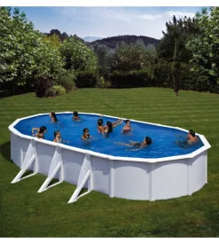 Piscina fuori terra ovale 730x375x120 cm "fidji" con filtro a sabbia, skimmer e scaletta - gre kit730eco