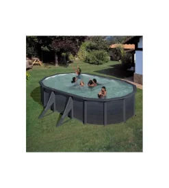 Piscina fuori terra ovale gre "kea" in acciaio colore grafite 500x300x120 - cod. kit500gf