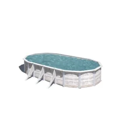 Piscina fuori terra ovale gre "finlandia" in acciaio effetto legno nordico 730x375x120 - cod. kit730n
