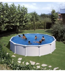 Piscina fuori terra rotonda gre "atlantis" in acciaio colore bianco 550x550x132 - cod. kitpr558