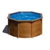 Piscina fuori terra rotonda gre "pacific" in acciaio effetto legno 240x240x120 - cod. kit240w