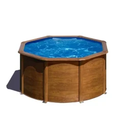Piscina fuori terra rotonda gre "pacific" in acciaio effetto legno 240x240x120 - cod. kit240w