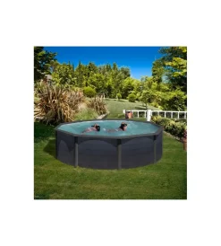 Piscina fuori terra rotonda gre "kea" in acciaio colore grafite 460x460x120 - cod. kit460gf