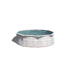 Piscina fuori terra rotonda gre "finlandia" in acciaio effetto legno nordico 240x240x120 - cod. kit460n