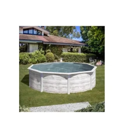 Piscina fuori terra rotonda gre "finlandia" in acciaio effetto legno nordico 240x240x120 - cod. kit460n
