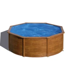 Piscina fuori terra rotonda gre "pacific" in acciaio effetto legno 460x460x120 - cod. kit460w
