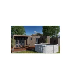 Piscina fuori terra rotonda gre "finlandia" in acciaio effetto legno nordico 350x350x120 - cod. kit350n