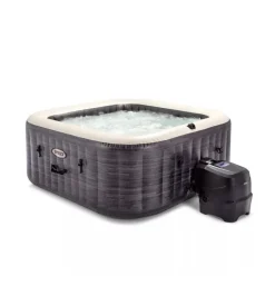 Piscina idromassaggio gonfiabile intex "greystone deluxe" grigio effetto pietra 4 posti 175x175x71 cm - cod. 28450