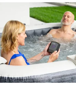 Piscina idromassaggio gonfiabile intex "greystone deluxe" grigio effetto pietra 4 posti 175x175x71 cm - cod. 28450