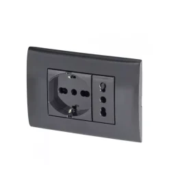 Placca premontata poly pool antracite con frutto 10/16a